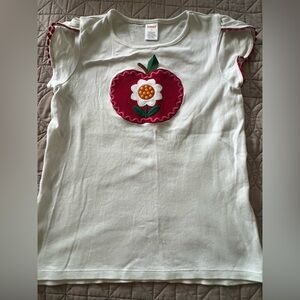 White and Red Kids Shirt with Flower Design